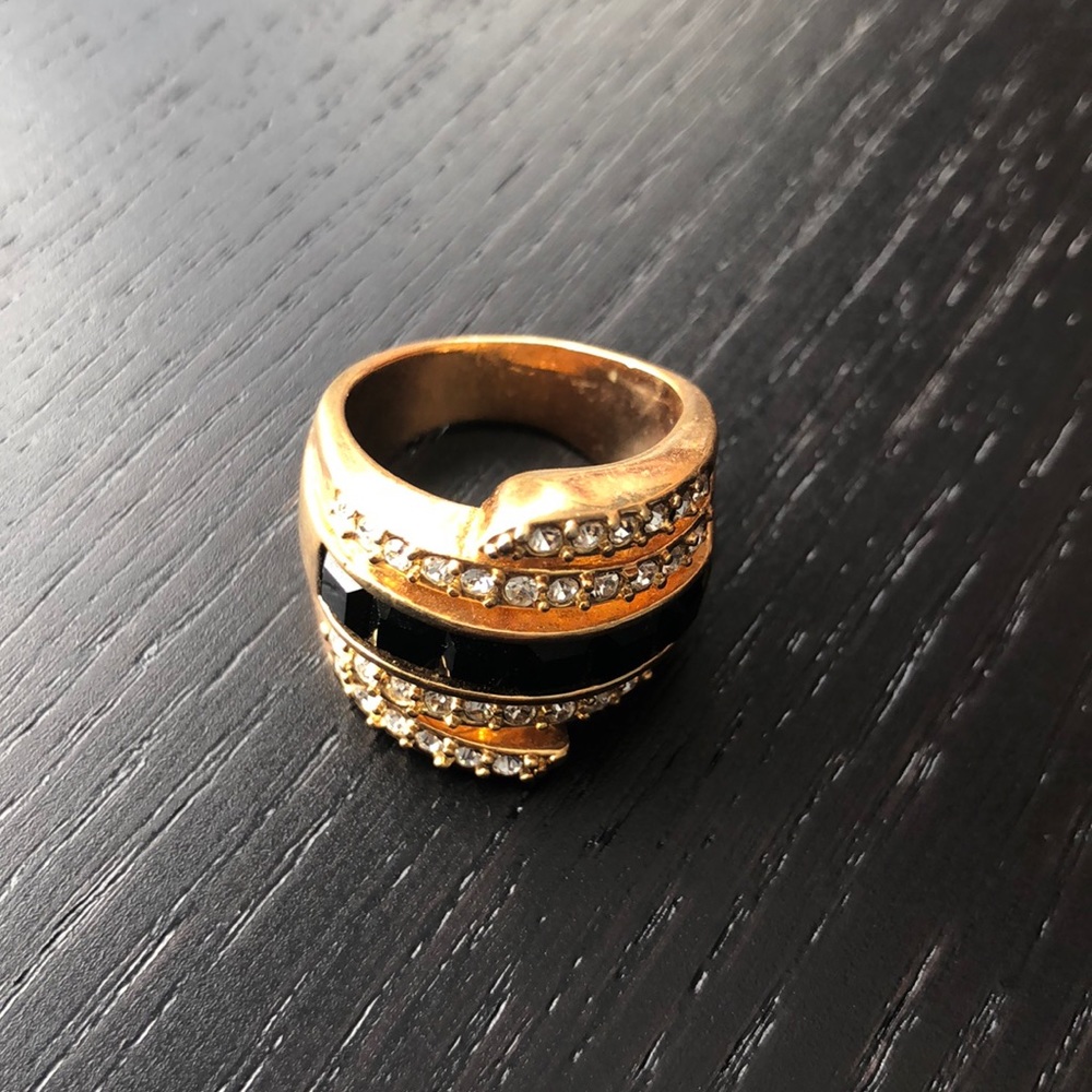 Black and Gold Chunky Statement Ring